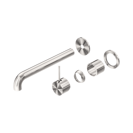 Mecca Wall Basin/Bath Mixer Separate Back Plate Handle Up 230mm Trim Kits Only Brushed Nickel