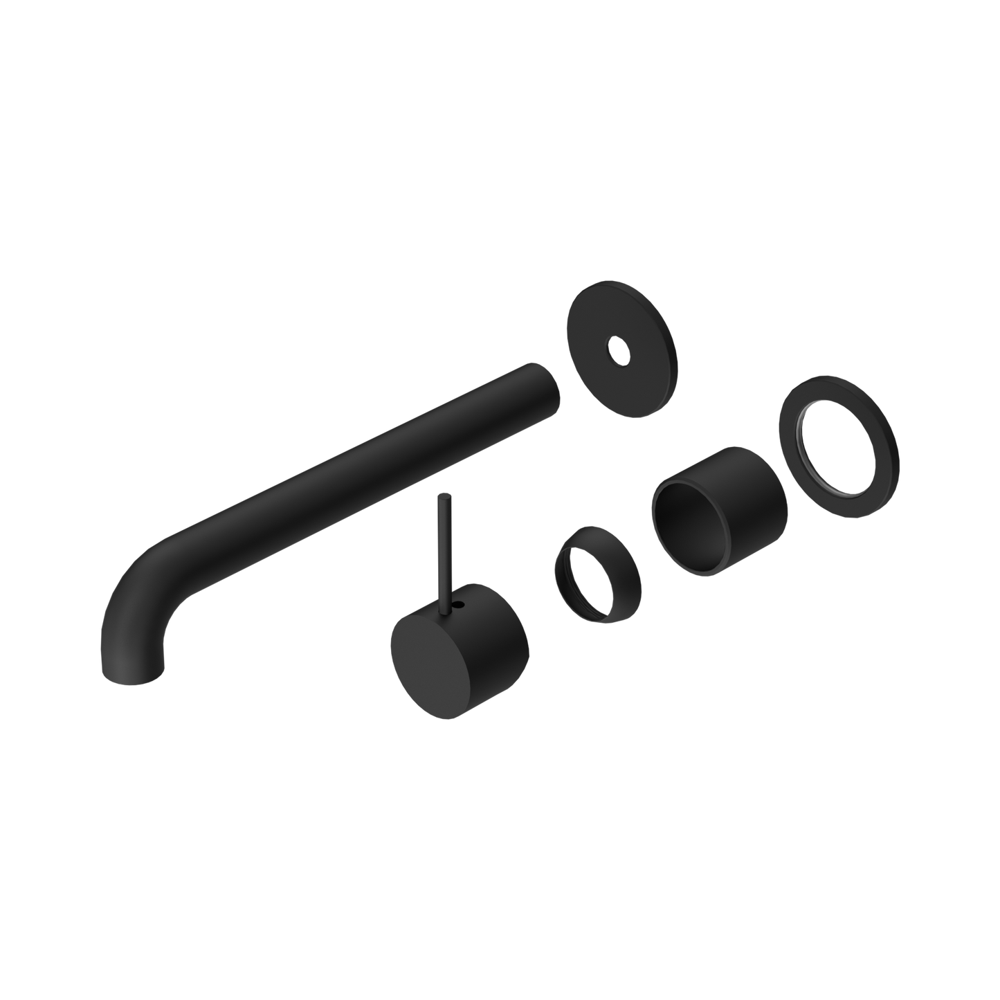 Mecca Wall Basin/Bath Mixer Separate Back Plate Handle Up 230mm Trim Kits Only Matte Black