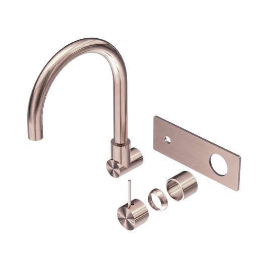 Mecca Wall Basin/Bath Mixer Swivel Spout Handle Up Trim Kits Only Brushed Bronze