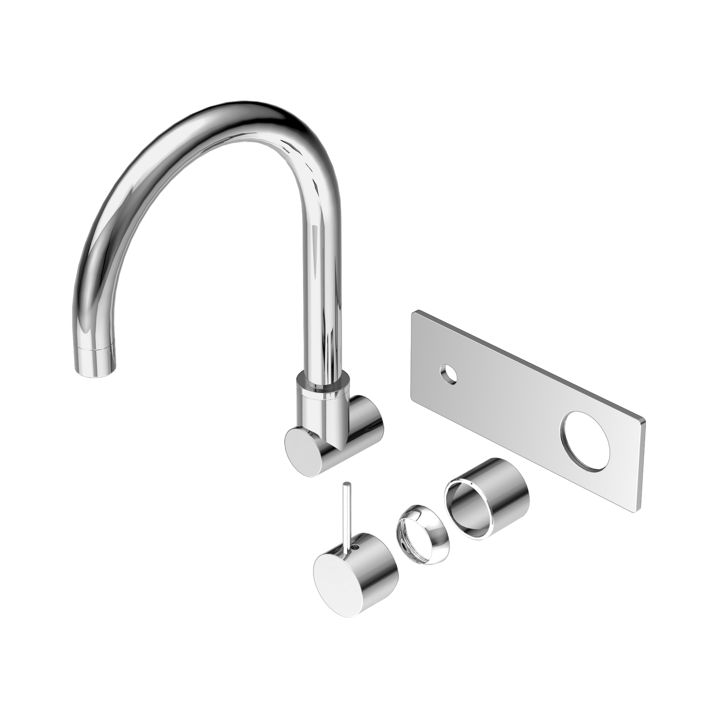 Mecca Wall Basin/Bath Mixer Swivel Spout Handle Up Trim Kits Only Chrome