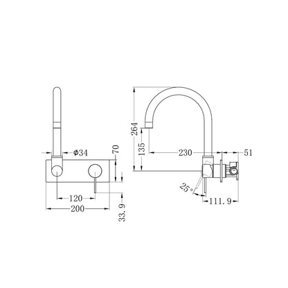 Mecca Wall Basin/Bath Mixer Swivel Spout