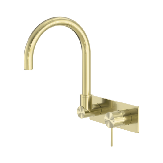 Mecca Wall Basin/Bath Mixer Swivel Spout Brushed Gold