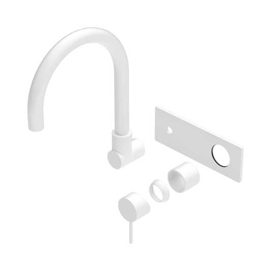 Mecca Wall Basin/Bath Mixer Swivel Spout Trim Kits Only Matte White
