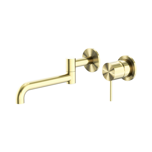 Mecca Wall Basin/Bath Mixer Swivel Spout 225mm Brushed Gold