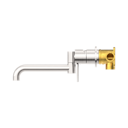 Mecca Wall Basin/Bath Mixer Swivel Spout 225mm Brushed Nickel