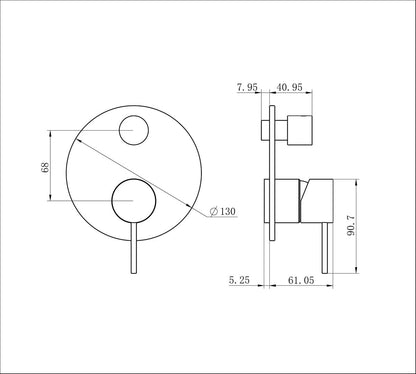 Mecca Shower Mixer With Divertor Trim Kits Only