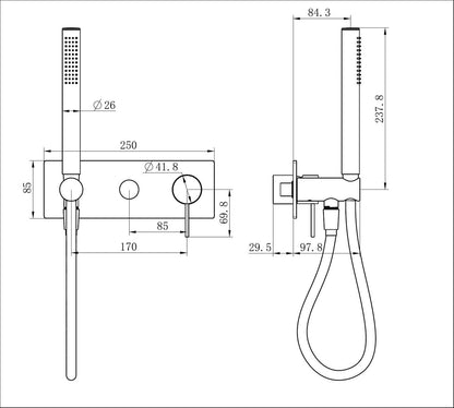 Mecca Shower Mixer Divertor System Trim Kits Only