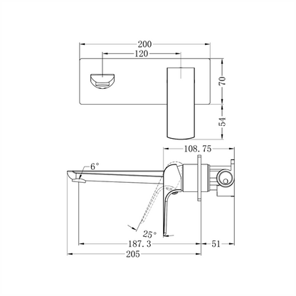 Fresh Wall Mixer Spout & Plate Mixer  Grey