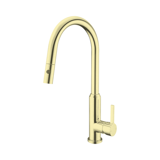 Pearl Pull Out Sink Mixer With Vegie Spray Function Brushed Gold