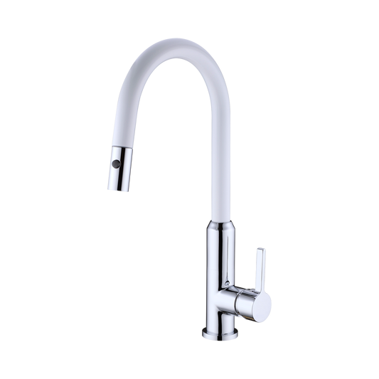 Pearl Pull Out Sink Mixer With Vegie Spray Function Chrome White