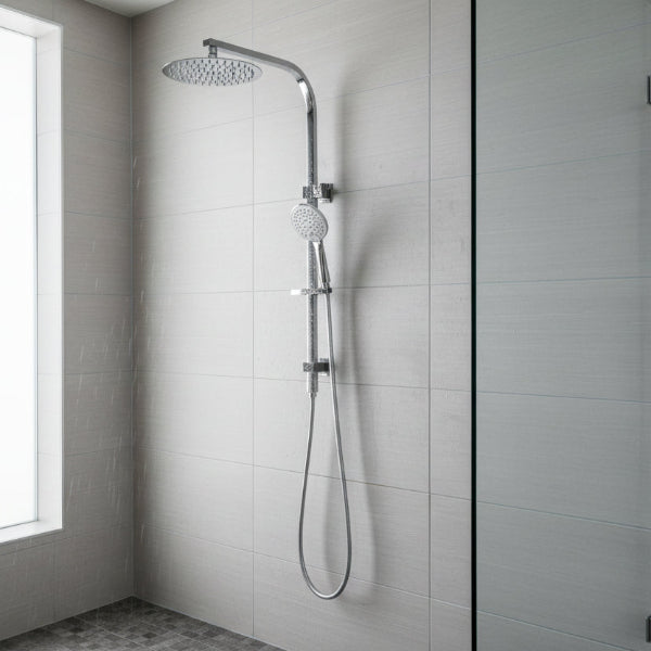 Nero Bianca Flat Rail Round 250mm Combination Shower