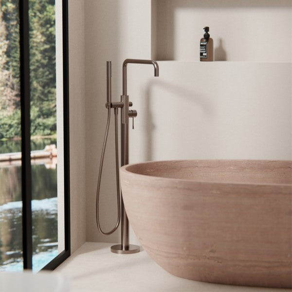 Nero Opal Freestanding Bath Mixer with Handshower