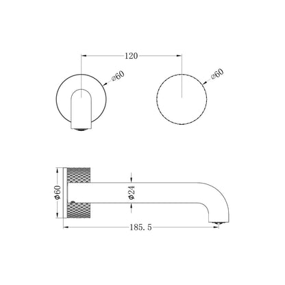 Opal Progressive Wall Basin/Bath Set 185MM Trim Kits Only