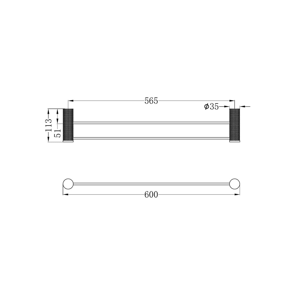 Opal Double Towel Rail 600MM - Reno Spares