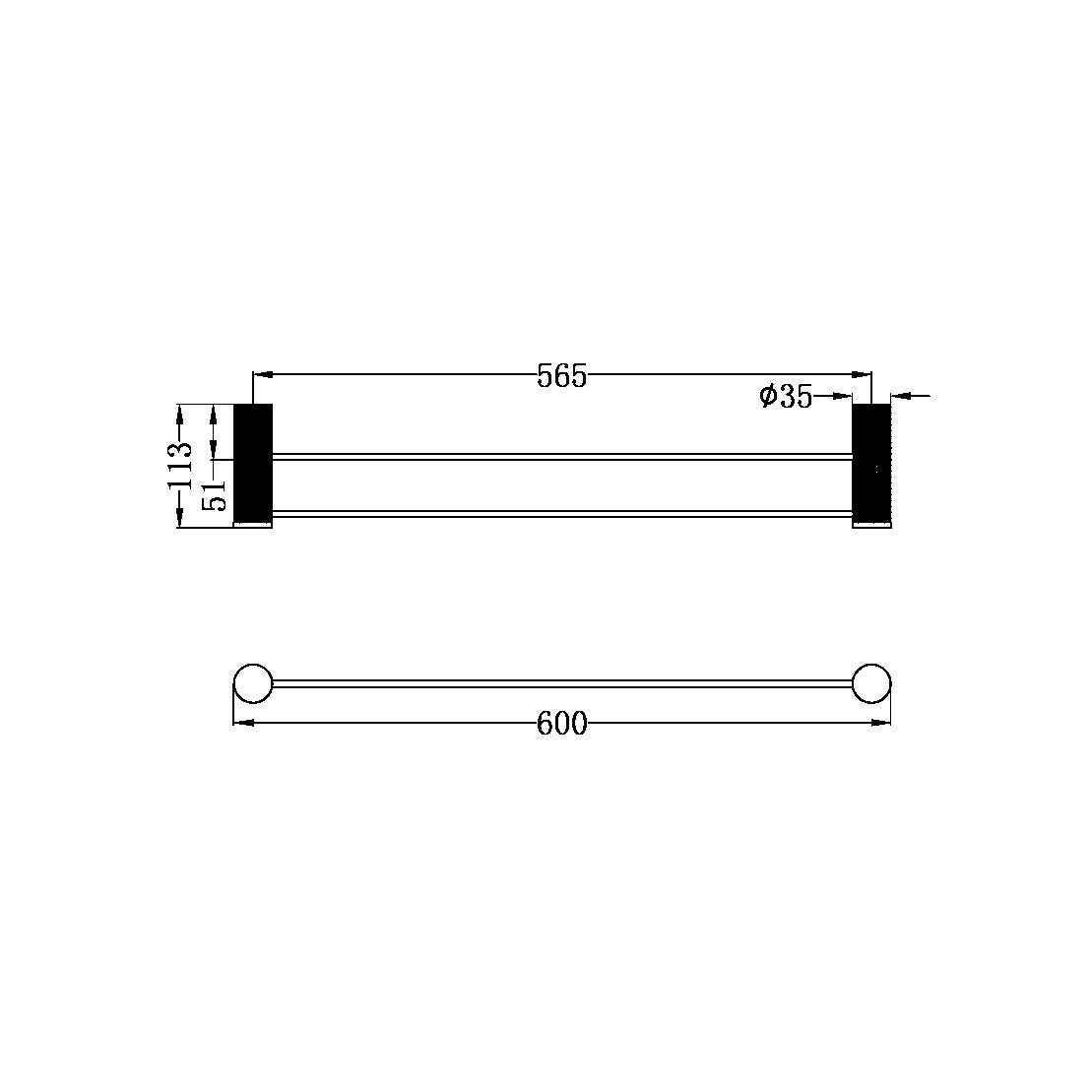 Nero Opal Double Towel Rail 600mm