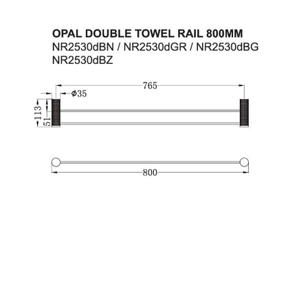 Nero Opal Double Towel Rail 800mm  NR2530dBZ