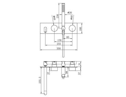 Kara Progressive Shower System With Spout 250MM Trim Kits Only