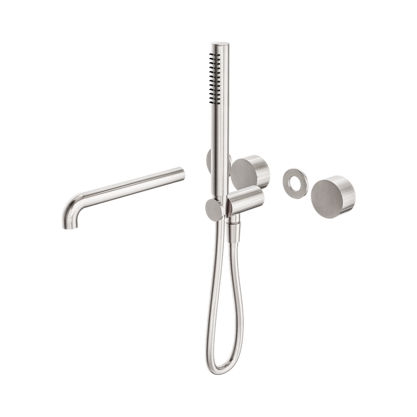 Kara Progressive Shower System Separate Plate With Spout 230mm Trim Kits Only Brushed Nickel