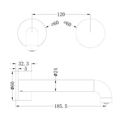 Kara Progressive Wall Basin/Bath Set 185MM Trim Kits Only