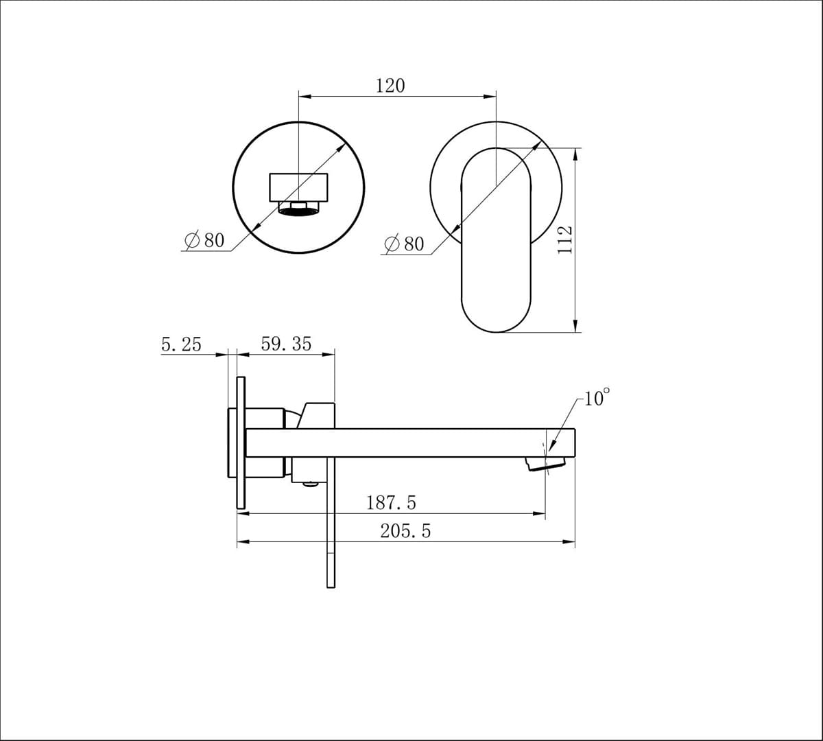 Ecco Wall Basin/Bath Mixer Separate Back Plate Trim Kits Only