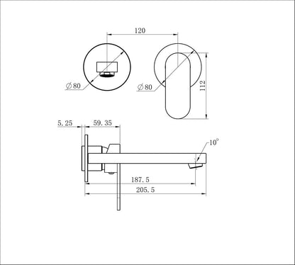 Ecco Wall Basin/Bath Mixer Separate Back Plate Trim Kits Only