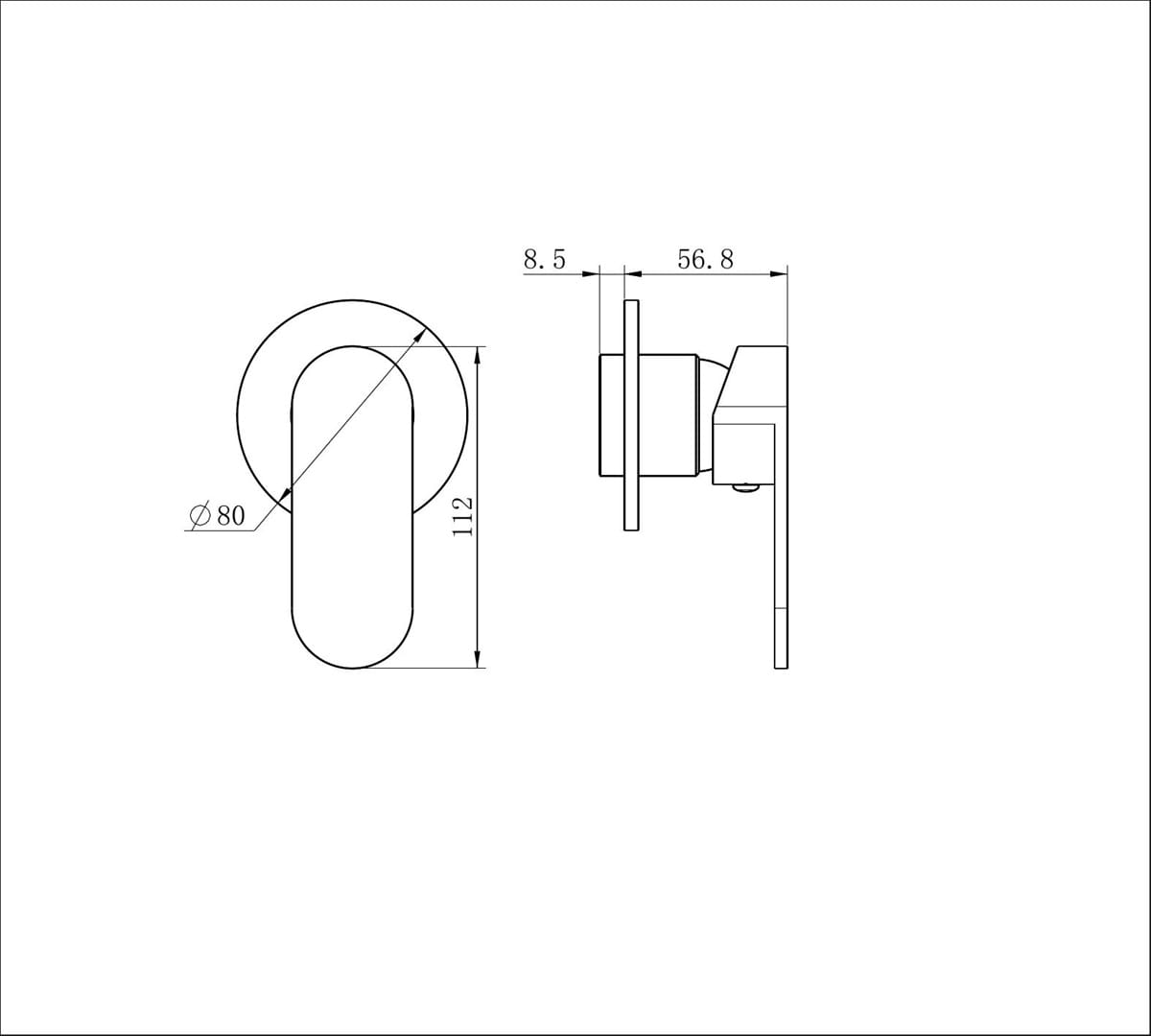 Ecco Shower Mixer 80MM Round Plate Trim Kits Only