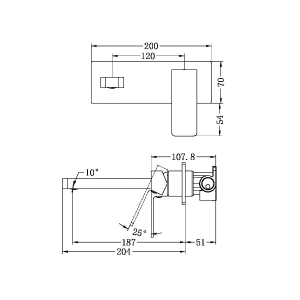 Nero Celia NR301507aBN  Wall Basin/Bath Mixer