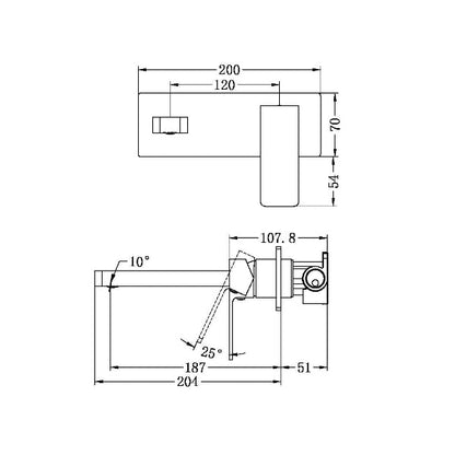 Nero Celia NR301507aBN  Wall Basin/Bath Mixer