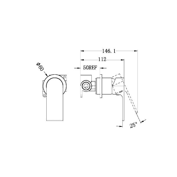 Nero Bianca Shower / Bath Mixer with 60mm Plate