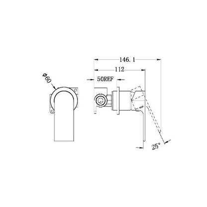 Nero Bianca Shower / Bath Mixer with 60mm Plate