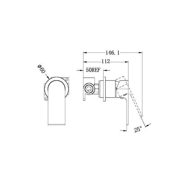 Nero Bianca Shower / Bath Mixer with 60mm Plate