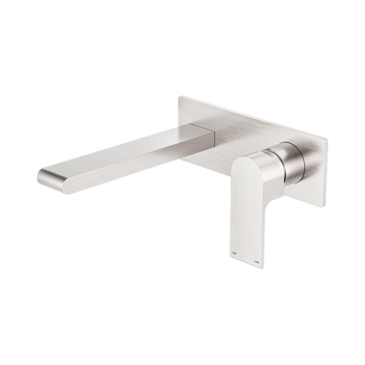 Bianca Wall Basin/Bath Mixer 187mm Brushed Nickel