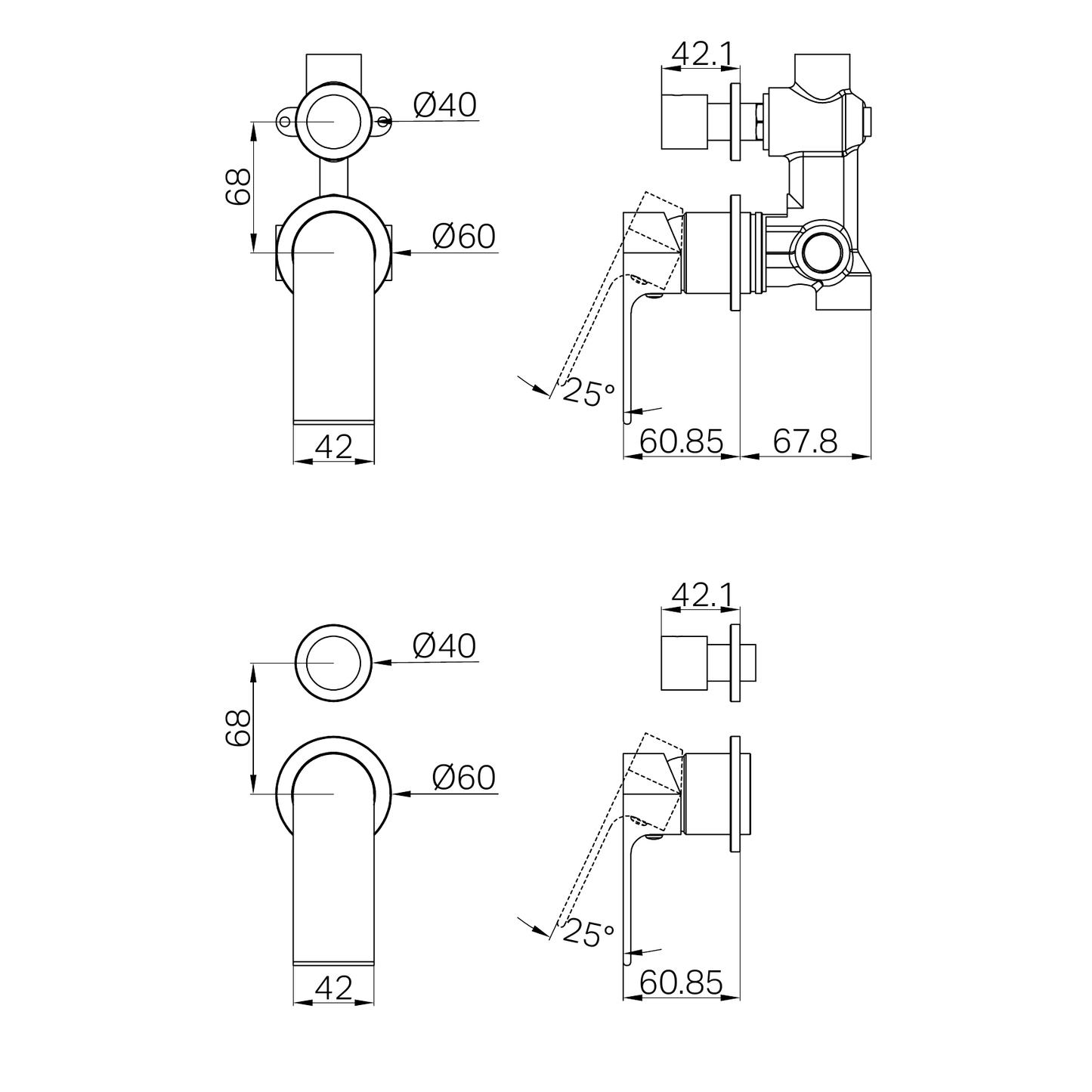 Nero Bianca Shower Mixer With Diverter Separate Backplate  NR321511GMB