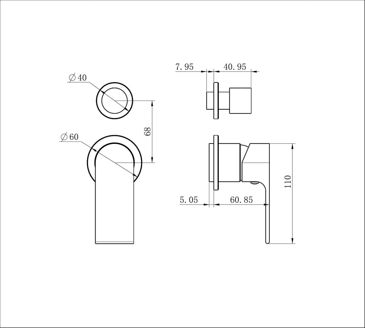 Bianca Shower Mixer With Divertor Separate Back Plate Trim Kits Only