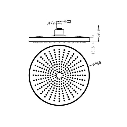Nero Opal 250mm Round Shower Head