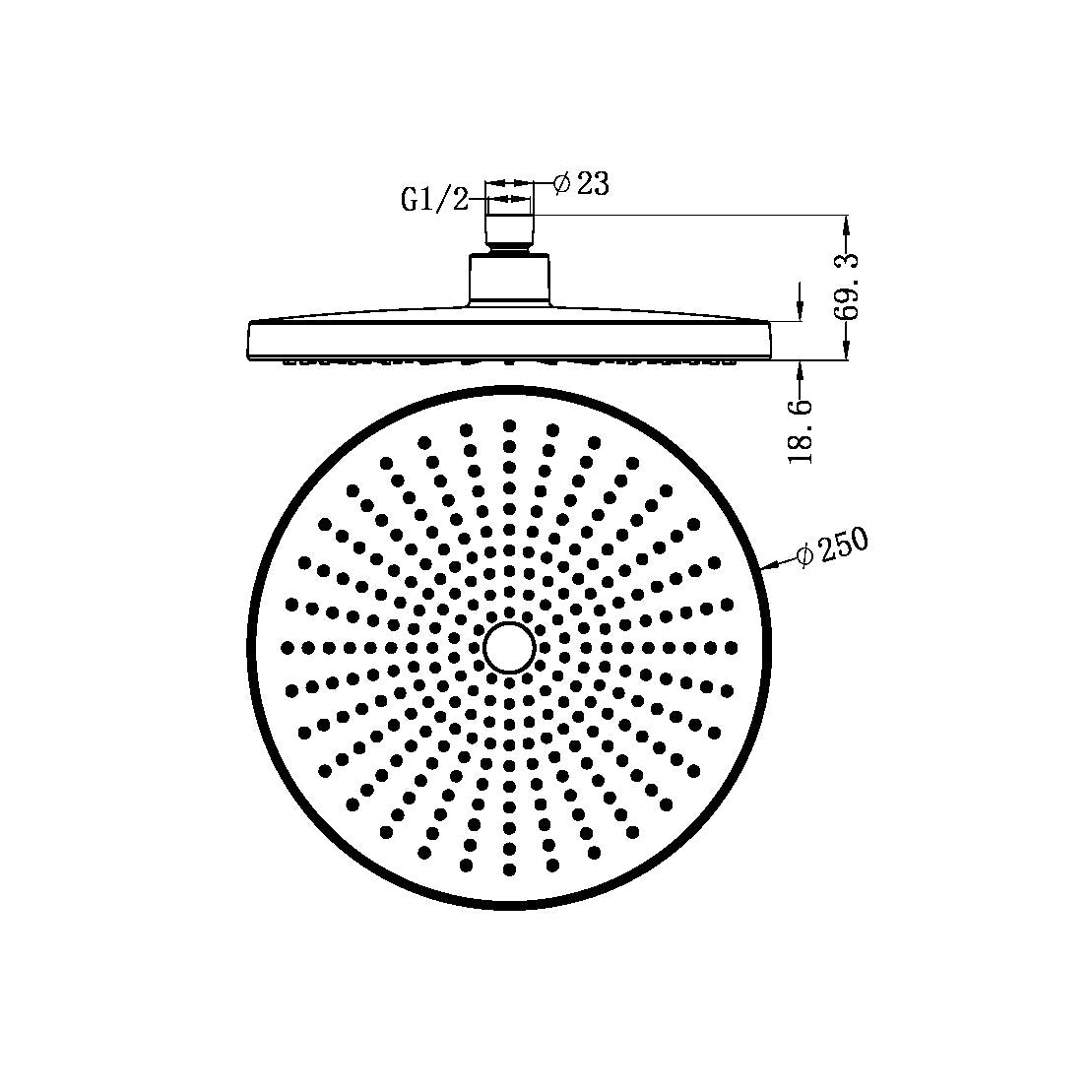 Nero Opal 250mm Round Shower Head