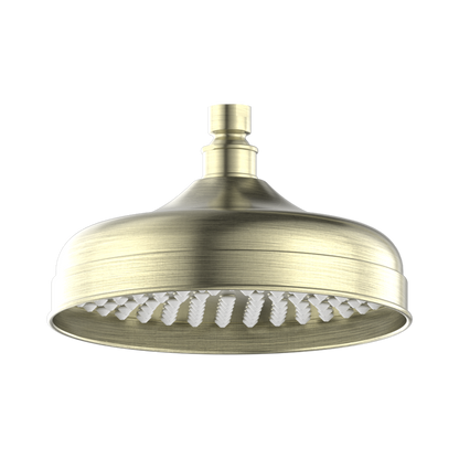 York 200mm Shower Head Aged Brass