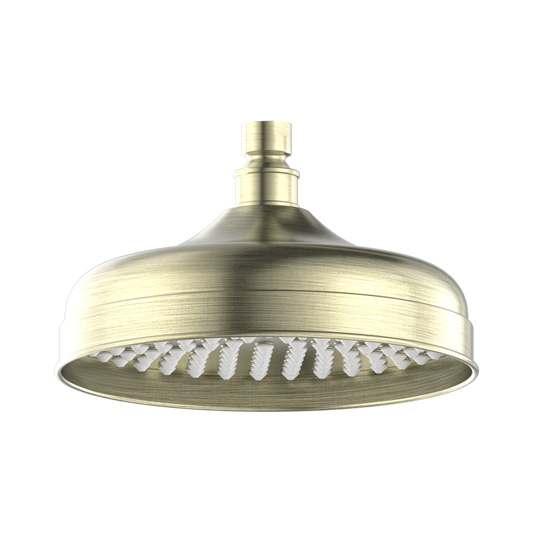 York 200mm Shower Head Aged Brass