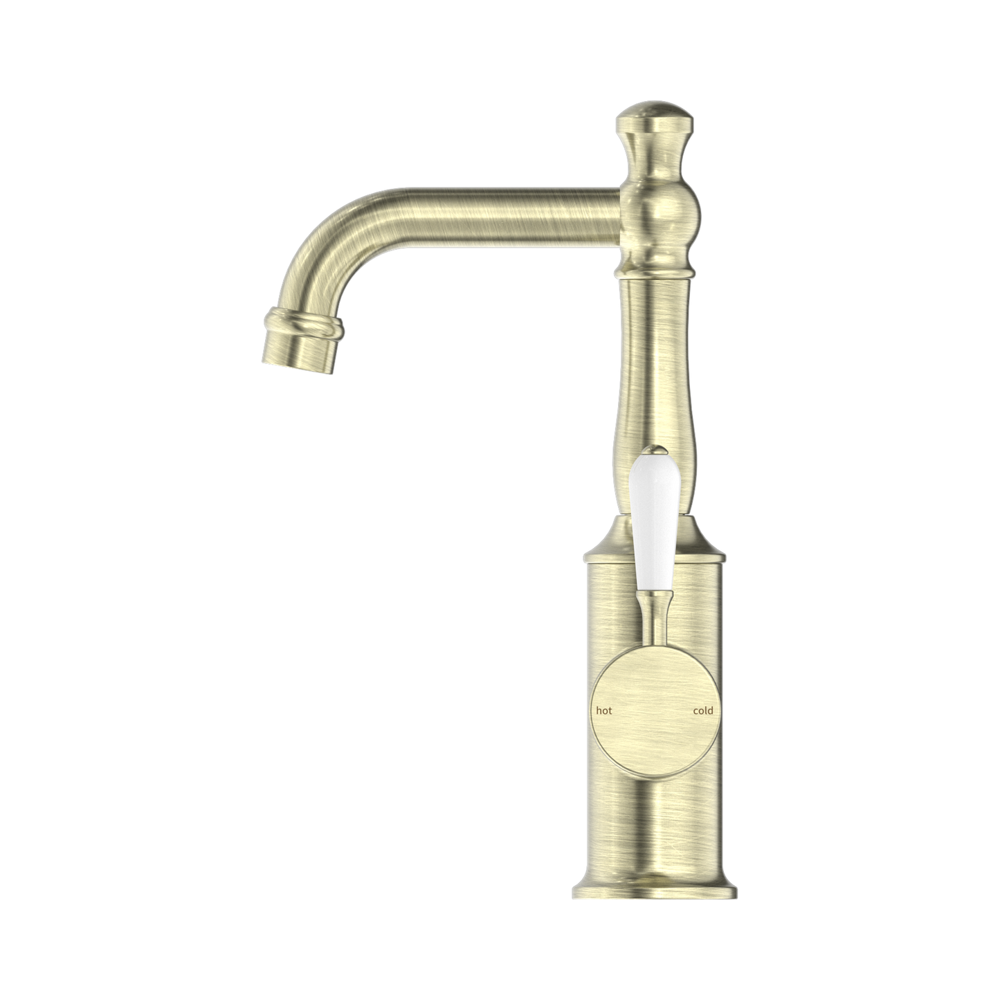 York Basin Mixer With White Porcelain Lever Aged Brass