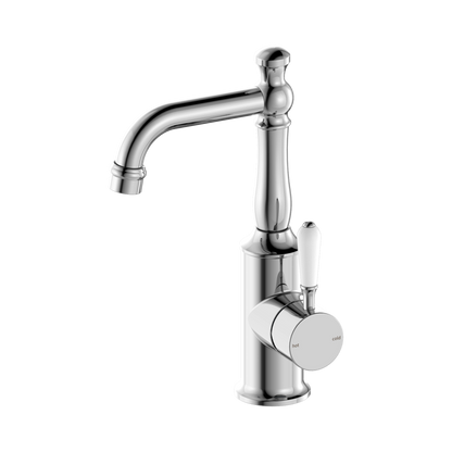 York Basin Mixer With White Porcelain Lever Chrome