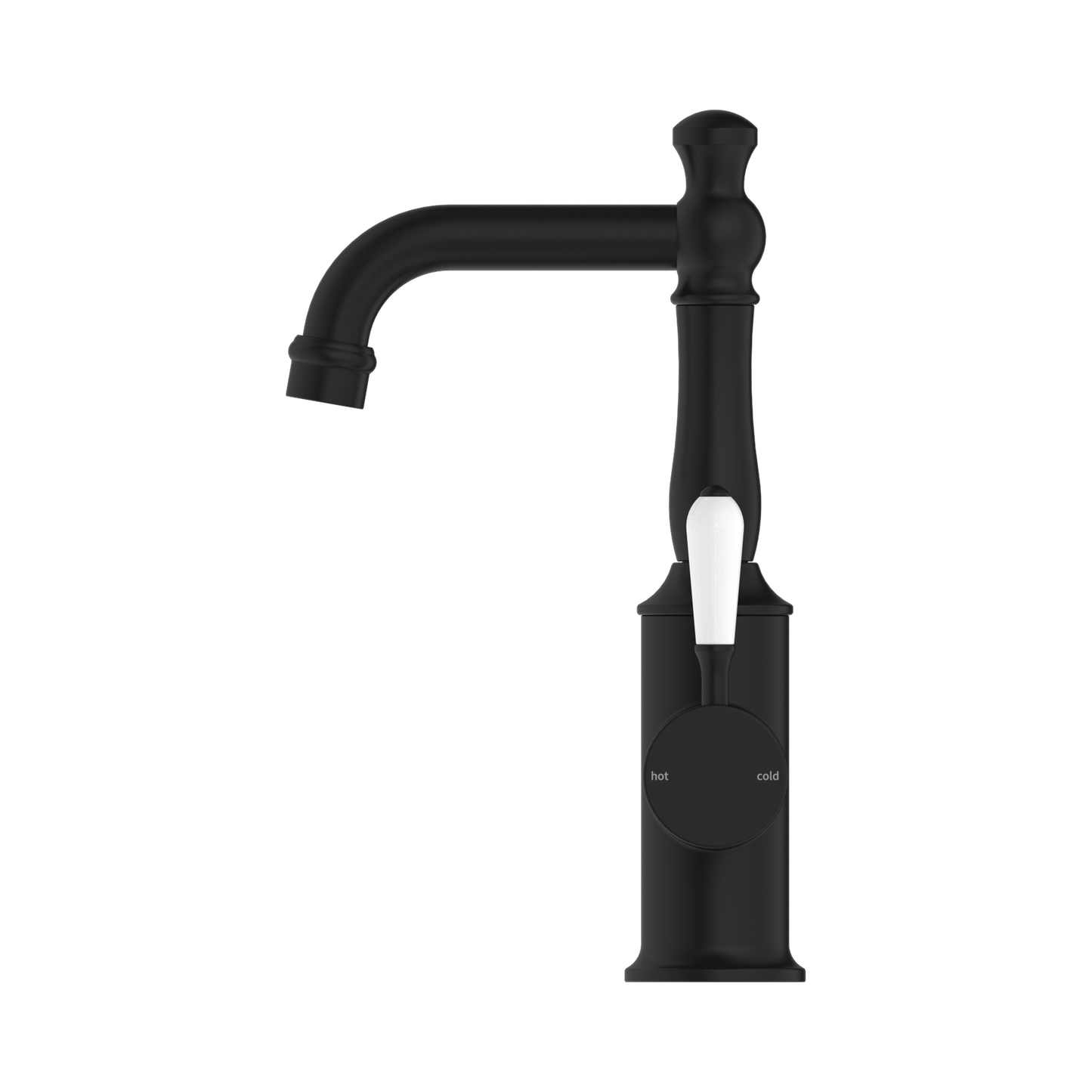 York Basin Mixer With White Porcelain Lever Matte Black
