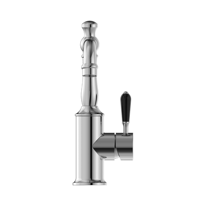 York Basin Mixer With Black Porcelain Lever Chrome