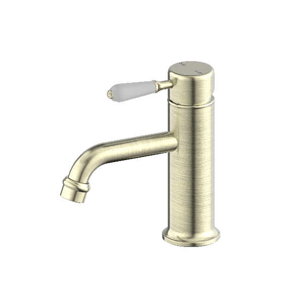 Nero York Straight Basin Mixer With  Porcelain Lever Aged  NR692101b01AB