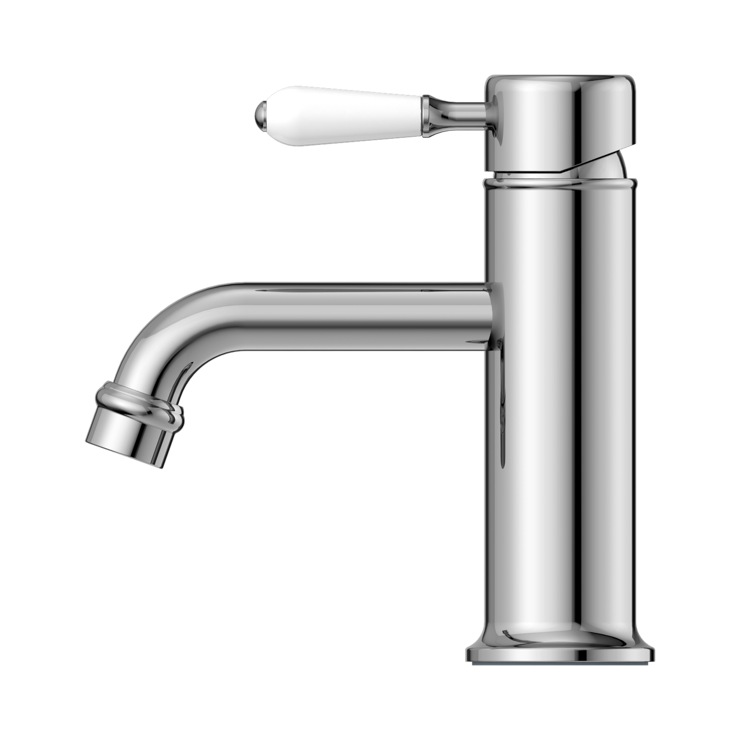 York Straight Basin Mixer With White Porcelain Lever Chrome