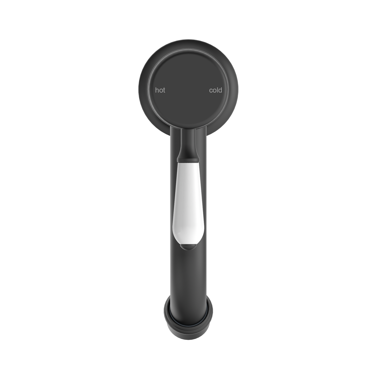 York Straight Basin Mixer With White Porcelain Lever Matte Black