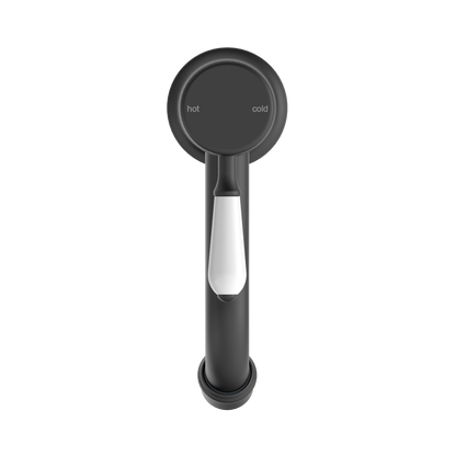 York Straight Basin Mixer With White Porcelain Lever Matte Black