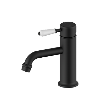 Nero York Straight Basin Mixer With  Porcelain Lever  NR692101b01MB