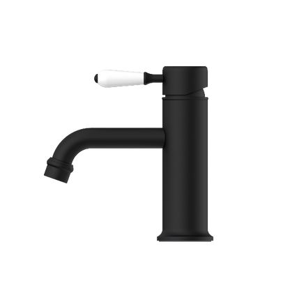 Nero York Straight Basin Mixer With  Porcelain Lever  NR692101b01MB