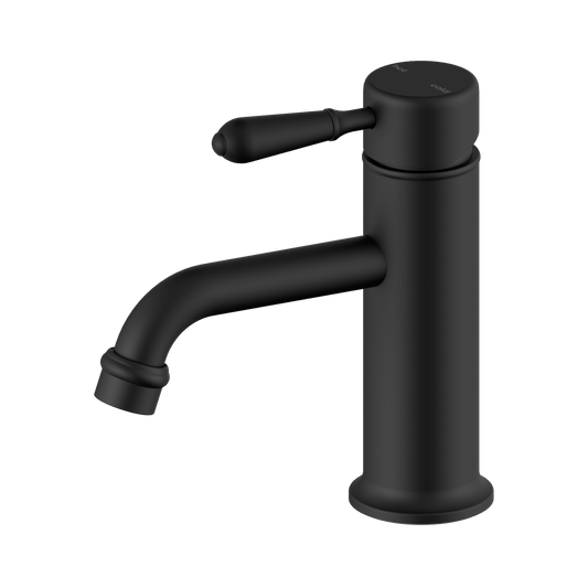 York Straight Basin Mixer With Metal Lever Matte Black