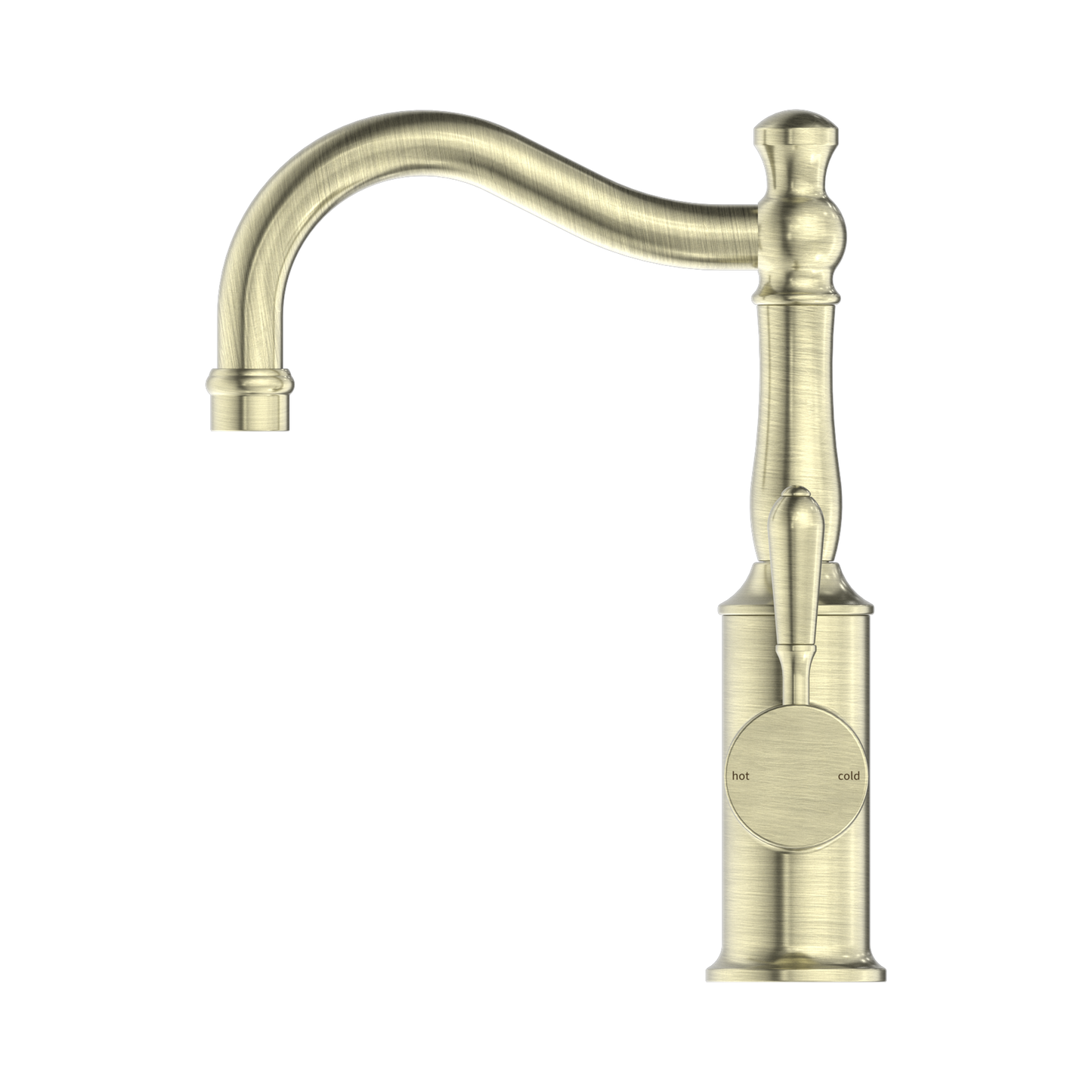 York Basin Mixer Hook Spout With Metal Lever Aged Brass